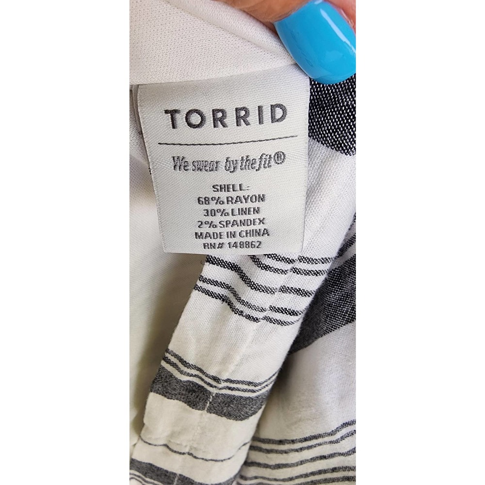 Torrid Linen Blazer Striped Casual Comfort 2 Button Size 3‎ - Picture 10 of 11